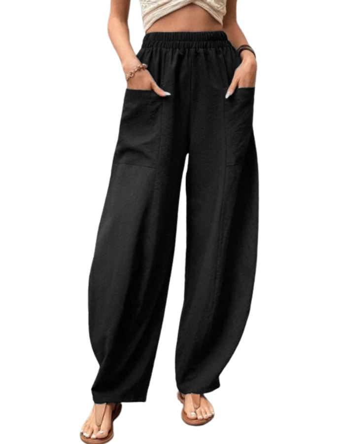 SHOPIQAT Women's Pants Solid Colour Pocket Casual Elastic Pants Trousers - Premium from shopiqat - Just $8.250! Shop now at shopiqat